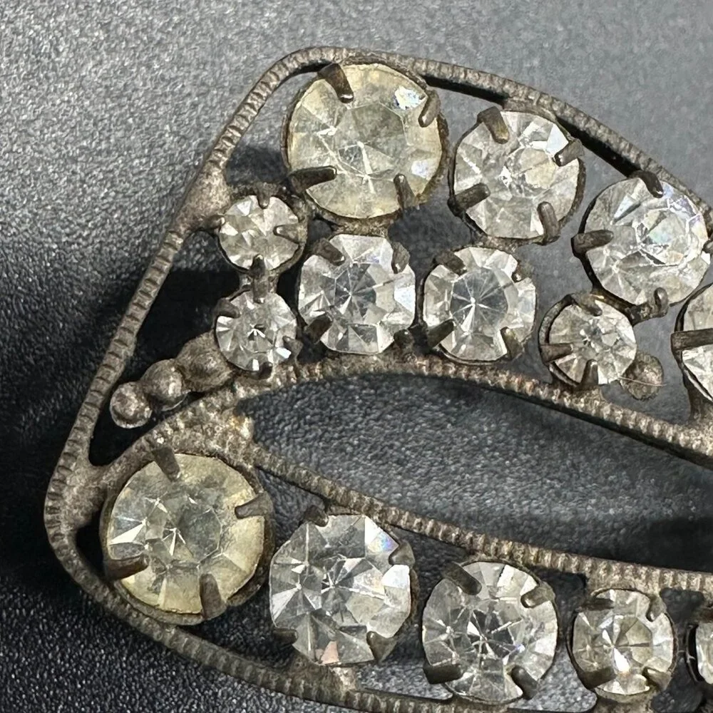 Antique Victorian Rhinestone Bow Pendant Hair Accessory Statement Vintage - Picture 6 of 11